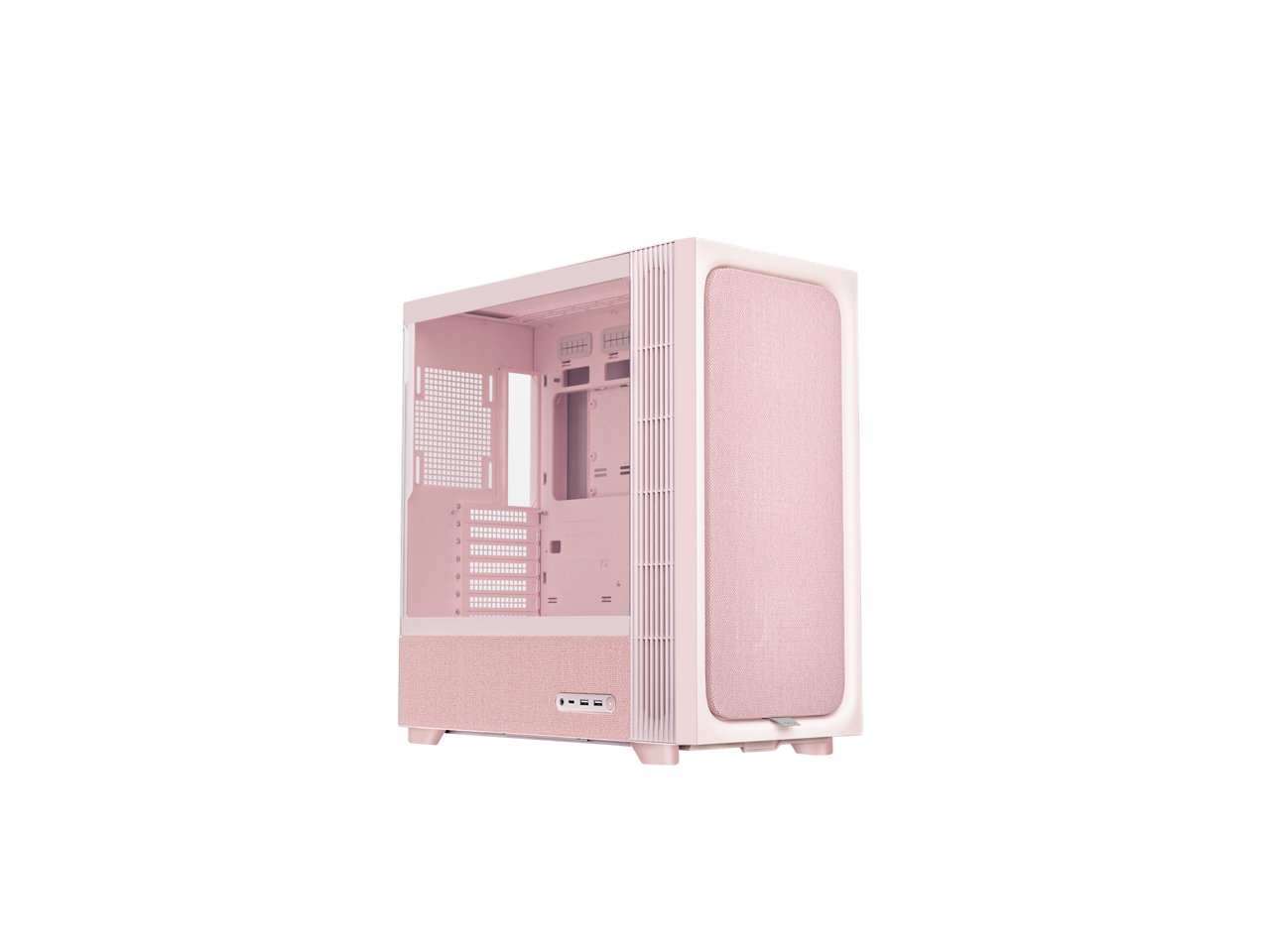 Alt View 1. TRYX - TRYX FLOVA Pink Mid-Tower ATX Case with Fabric, Tempered Glass, 360mm Radiator Support, USB Type-C 3.2 Gen 2x2 - Pink.