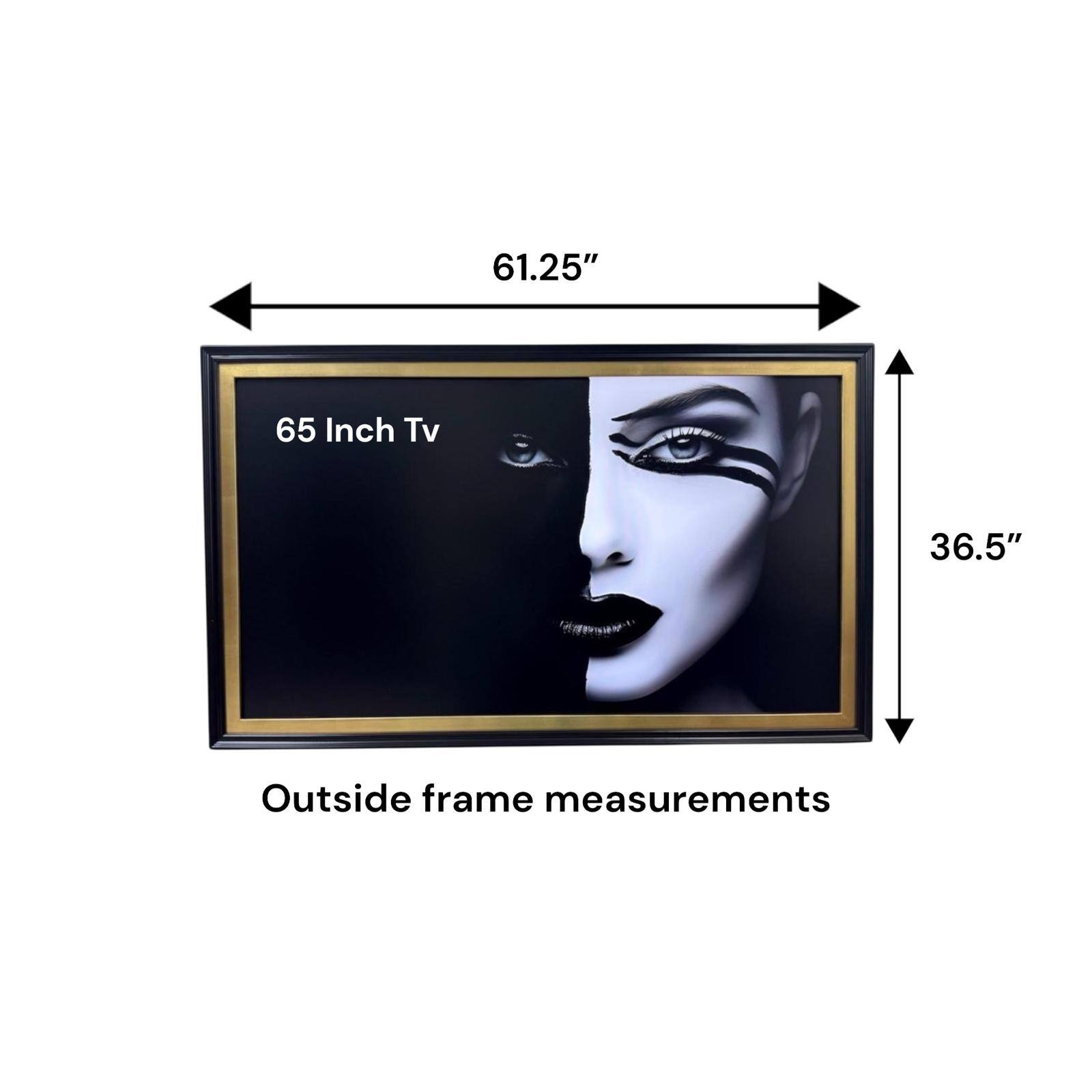 61.25" 65 Inch Tv 36.5" Outside frame measurements
