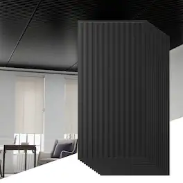 Costway - 12-Pack PVC Slat Wall Panels, 3D Fluted Panels for Interior Wall Decoration - Black