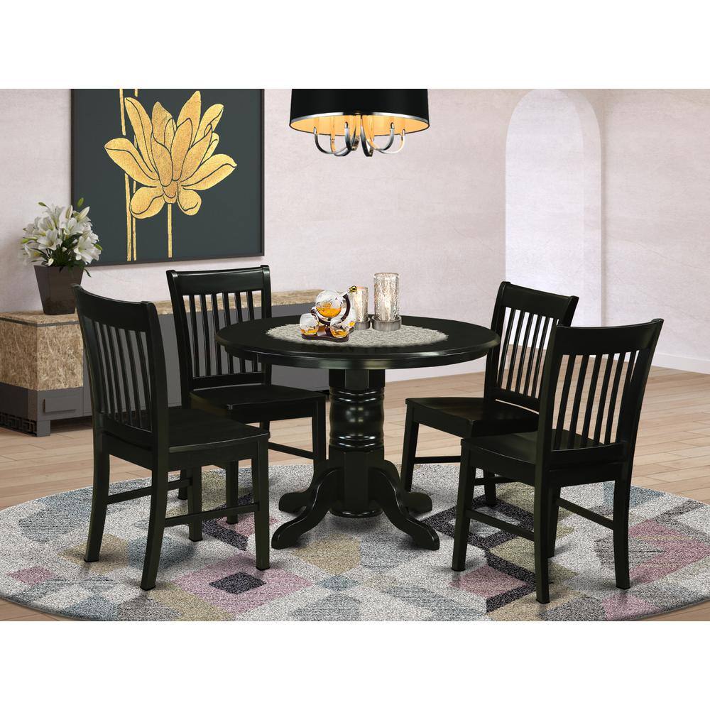 Back. East West Furniture - 3 Pc Table and Chairs set for 2-Table and 2 dinette Chairs - Black.