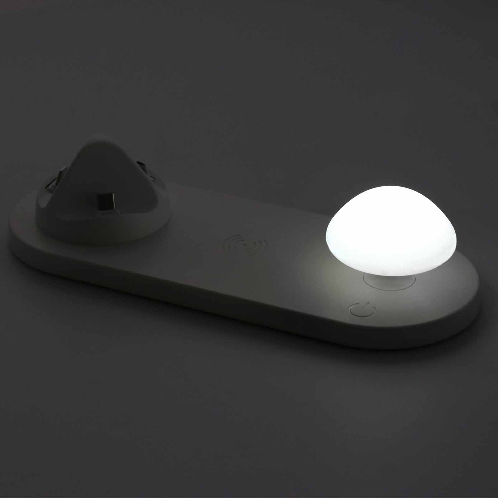 Alt View 4. Trexonic - Trexonic Wireless Charger 3 in 1 Charger Dock with Wireless Charging Station and Soft Light Toadstool Lamp - White.