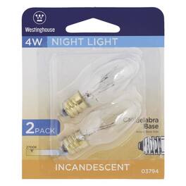 Westinghouse - 4 W C7 Specialty Incandescent Bulb E12 (Candelabra) White 2 pk
