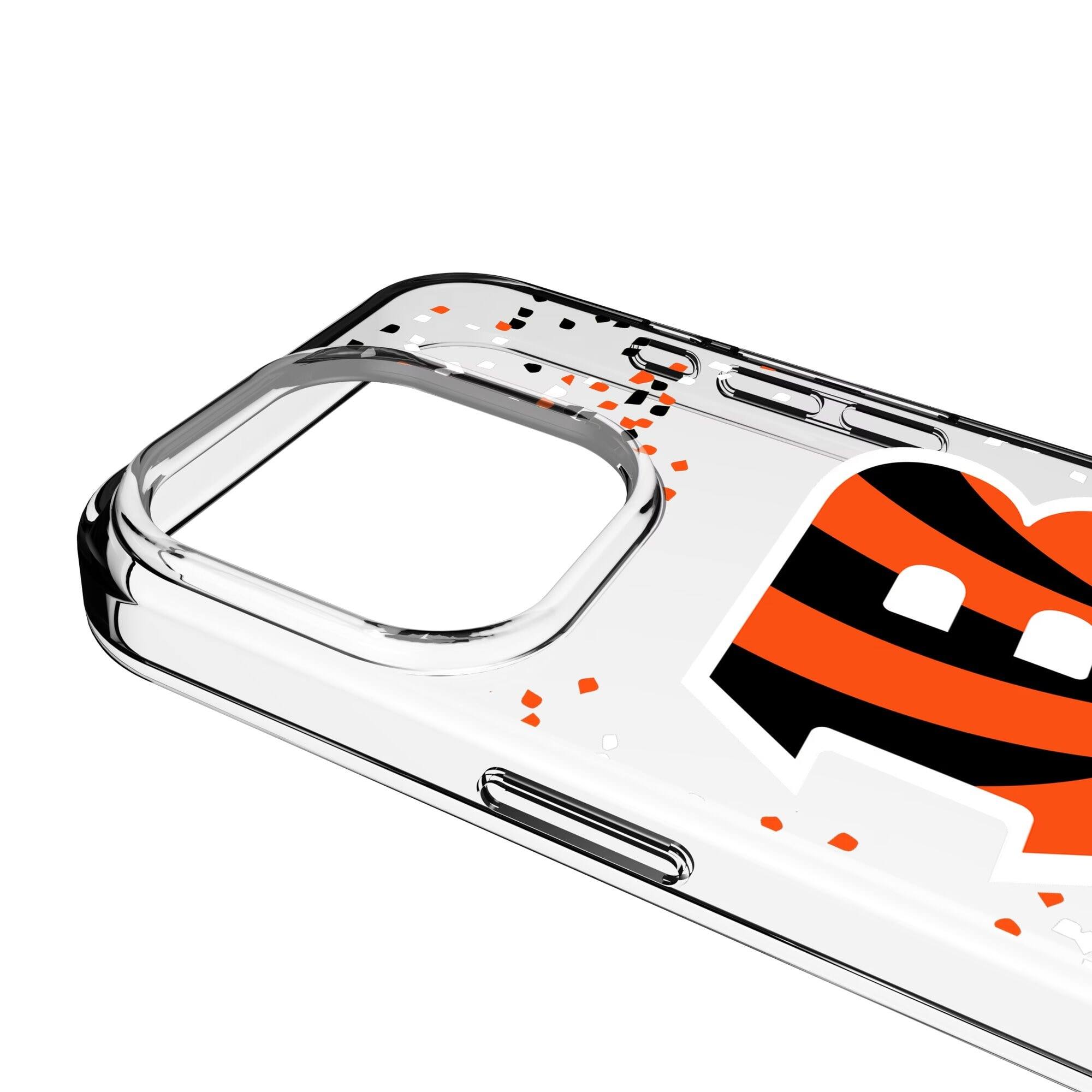 Alt View 2. Keyscaper - Cincinnati Bengals iPhone Clear Case with Confetti Design - 14 - Multicolor.