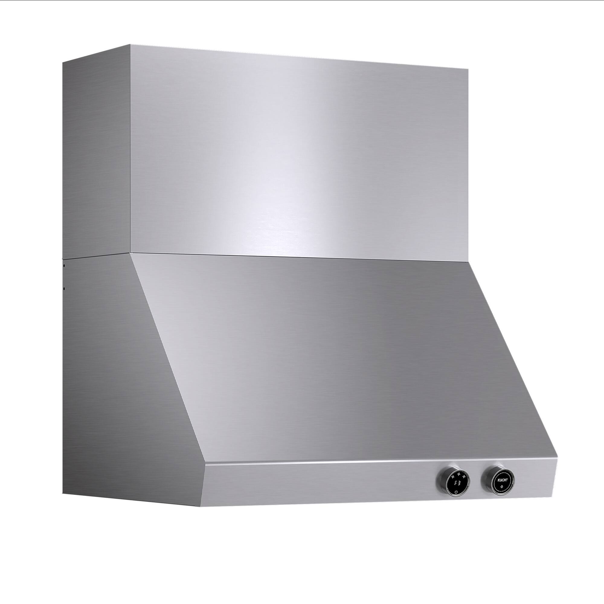 Angle. Kucht - 30" Wall Mount Range Hood 900 CFM – Stainless Steel + Digital Controls - Stainless Steel.