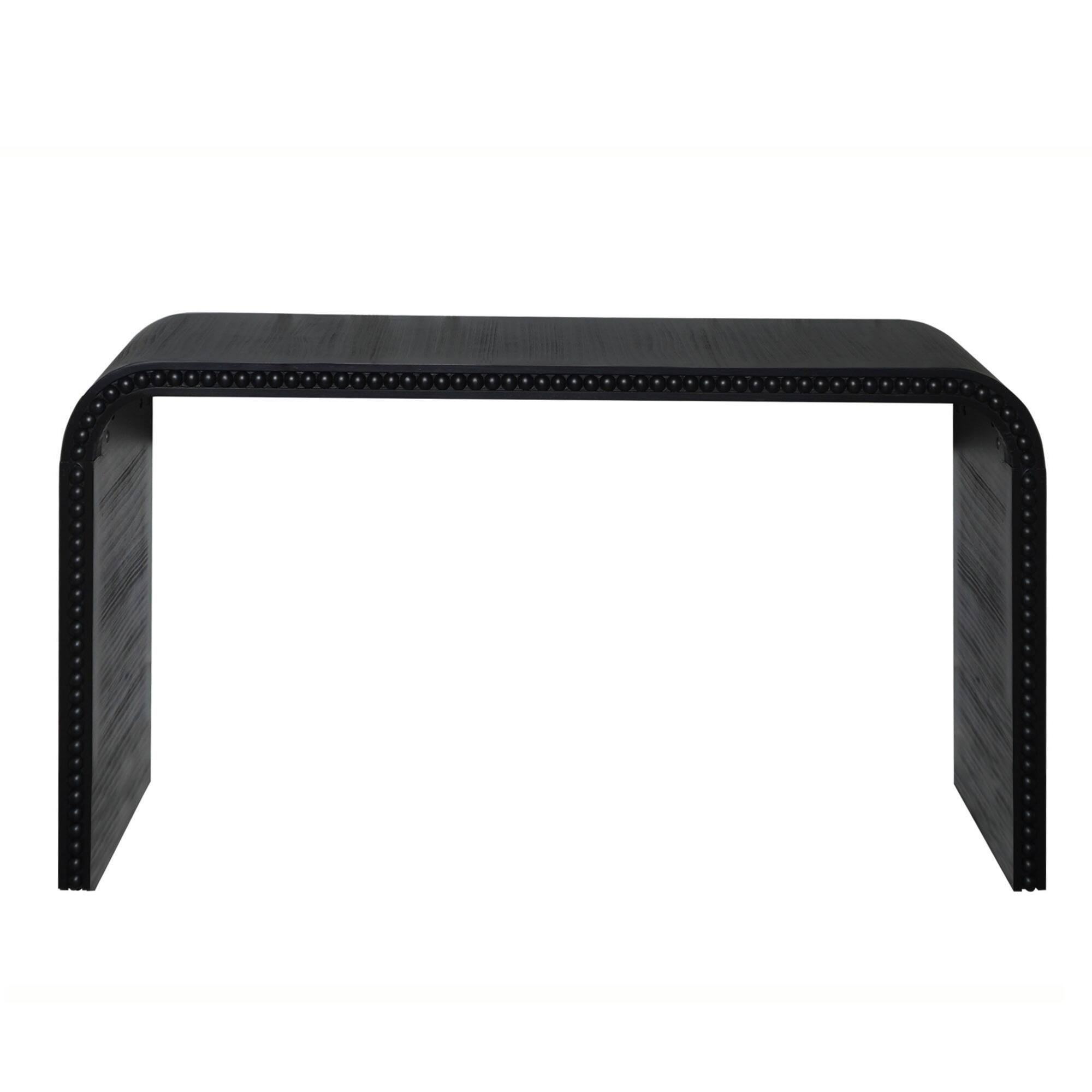 Back. GOODSILO - Elegant Curved Waterfall Console Table with Wood Bead Detailing for Entryway Hallway Living Room - Black.