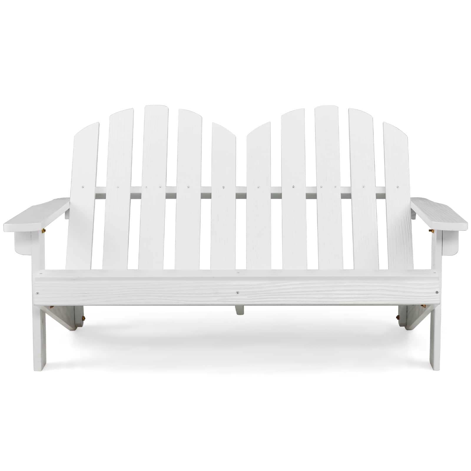 Gymax - Kid Adirondack Chair Solid Wood Loveseat Backrest Arm Rest for 2 Person Patio - White
