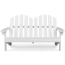 Gymax - Kid Adirondack Chair Solid Wood Loveseat Backrest Arm Rest for 2 Person Patio - White