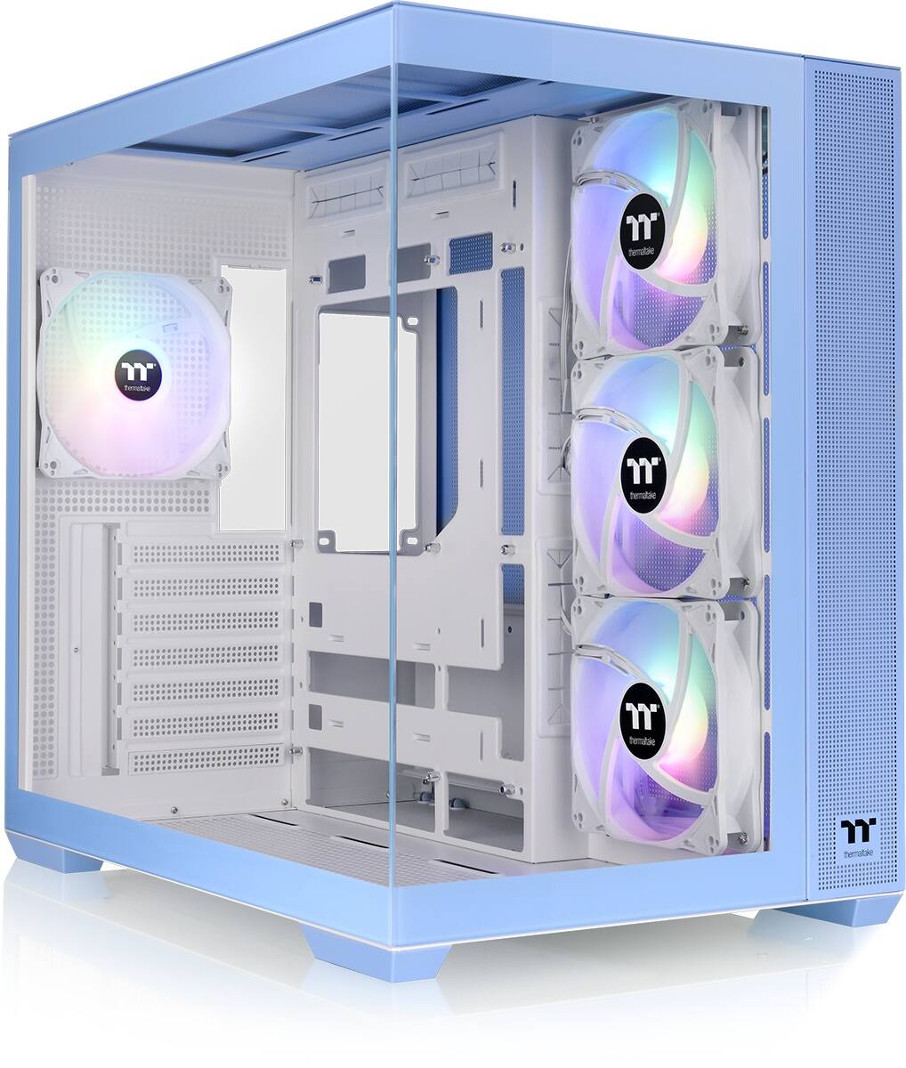 Thermaltake - View 380 TG ARGB Mid Tower ATX PC Case - Hydrangea Blue