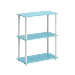 FurniFact - Engineered Wood Bookcase with Adjustable Shelves for Durable Storage - Light Blue/White