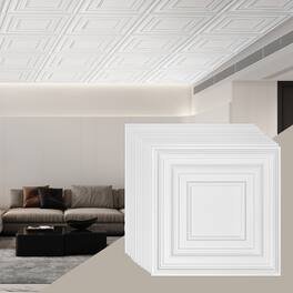 VEVOR - Ceiling Tiles, 12-Pack 24 x 24 in, Drop Ceiling Tiles Premium PVC Sheet, Easy Installation/ Cutting Plastic Glue-up - White