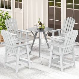 Gymax - 4PCS Tall Bar Stool HDPE Chair w/ Armrest Footrest Home Indoor Outdoor Patio - White