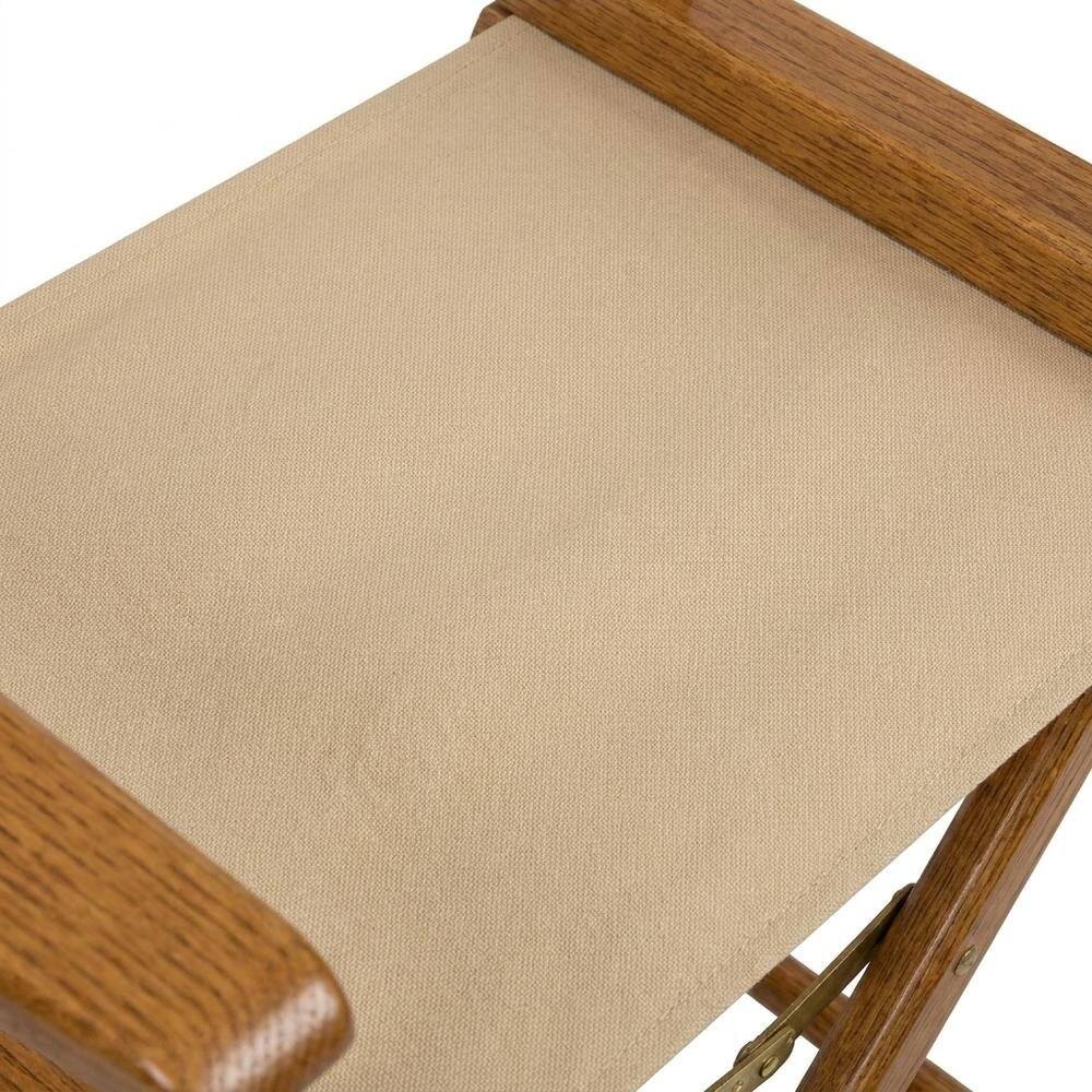 Alt View 2. FurniFact - Beige Extra-Wide Director's Chair - Mission Oak Frame/ Natural Canvas.