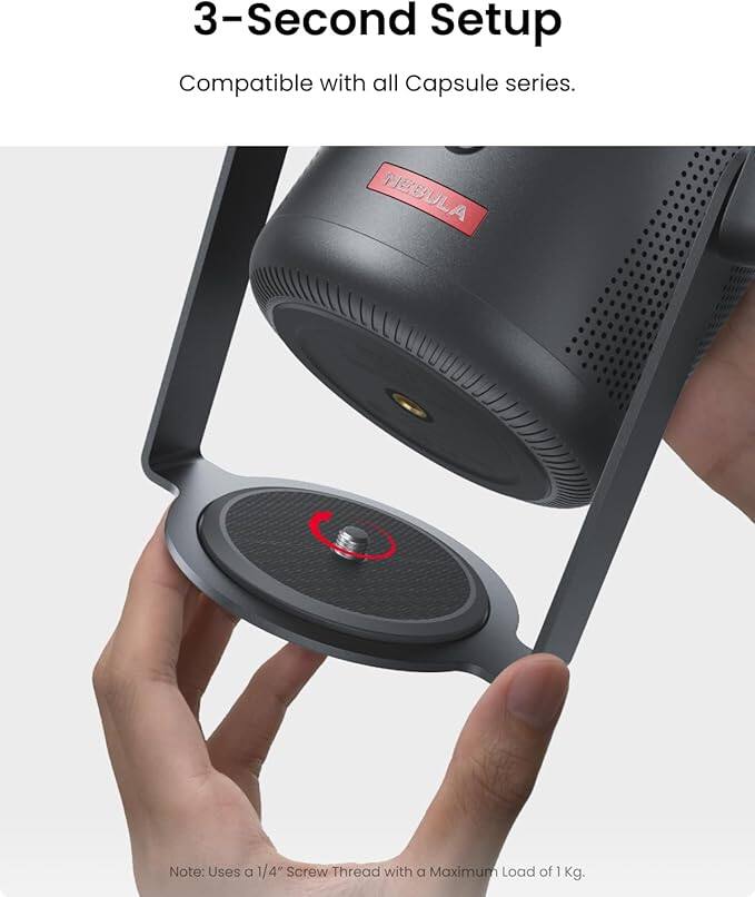 3-Second Setup  
Compatible with all Capsule series.  
NESULA  

Note: Uses a 1/4" Screw Thread with a Maximum Load of 1 Kg.