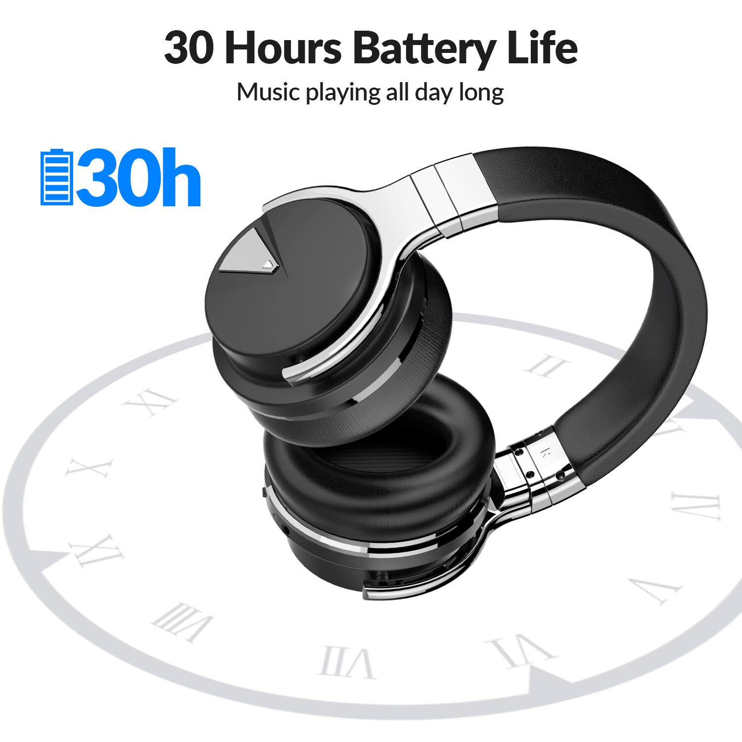 30 Hours Battery Life  
Music playing all day long  
30h