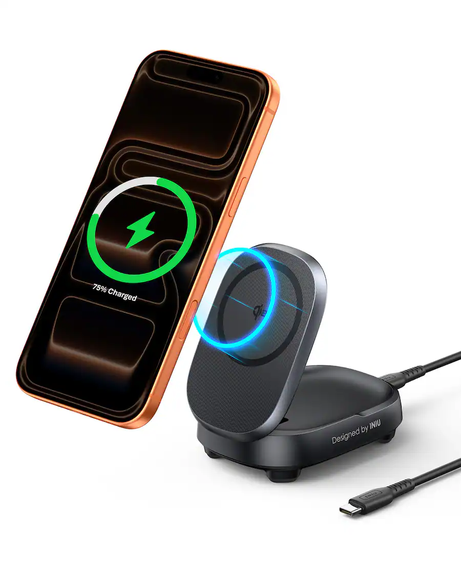 INIU MagPro Pad Stand Wireless Charger, Qi2 15W Foldable