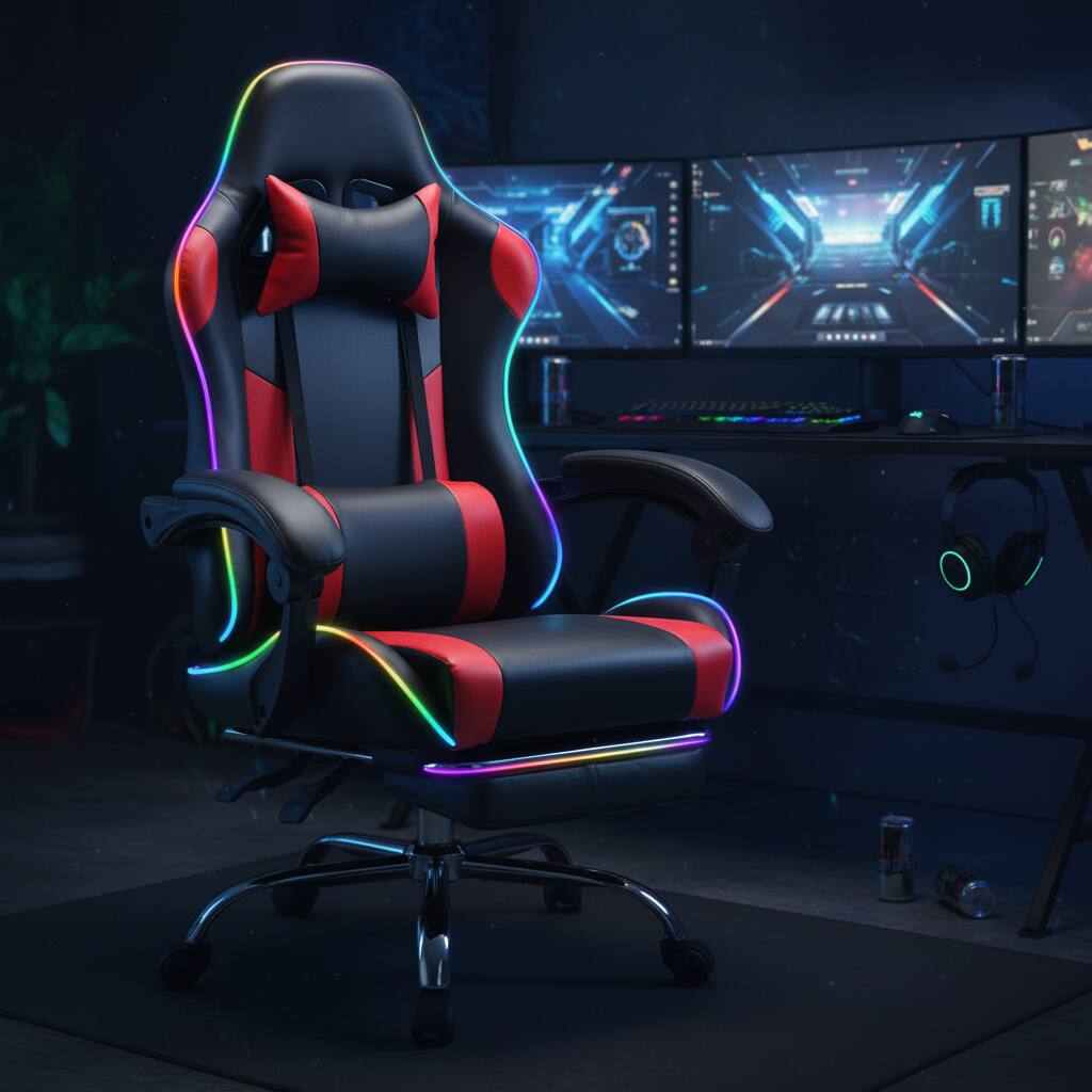 Alt View 4. AOITUN - Height Adjustable Red Gaming Desk Chair - 360ºSwivel for Adults - Red.