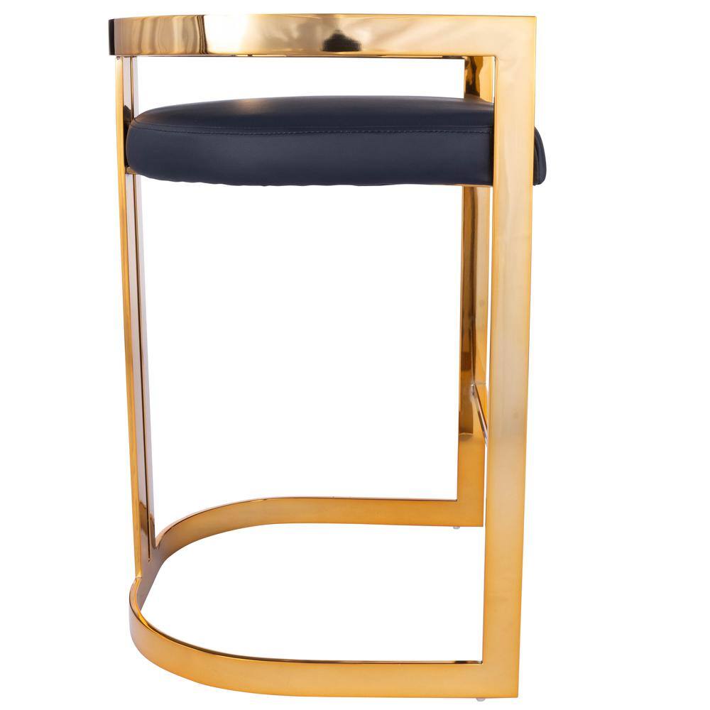 Back. Butler Specialty - Clarence & Faux Leather 25" Counter Stool - Gold.