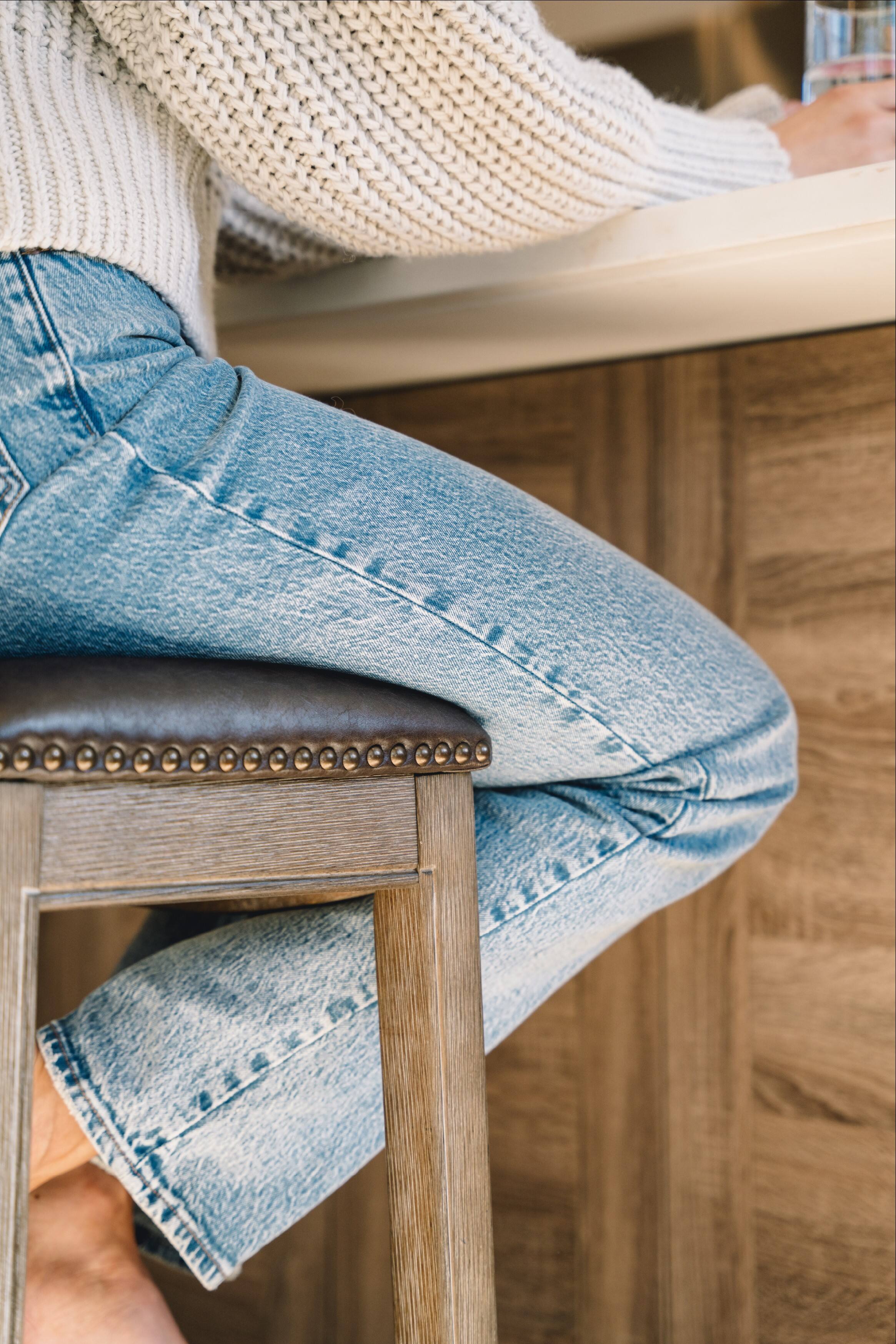 Alt View 5. Maven Lane - 31" Adrien Saddle Bar Stool In Walnut Finish With Vegan Leather - Walnut.