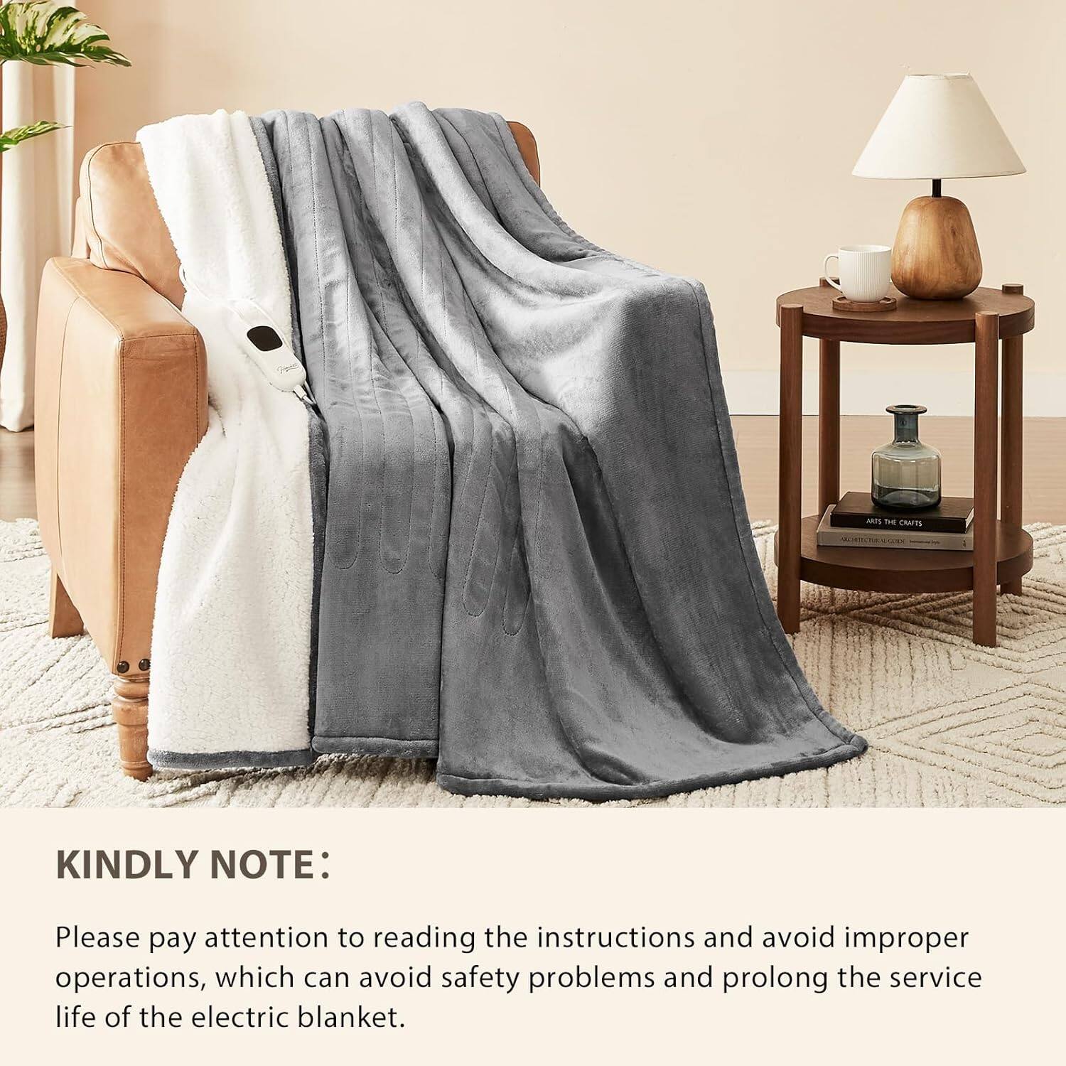 Alt View 2. blue - Paaaawaters Homemate Heated Blanket Electric Throw -Heating Blanket Throw 1/2/4/6/8 Hours Auto-Off 10 Heat Level - color:14-Aqua+size:62Inchx84Inch.