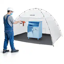 VEVOR - Portable Paint Booth Tent, 115.35 x 90.55 x 74 inch Painting Tent Station, Spray Shelter with Built-in Floor - White