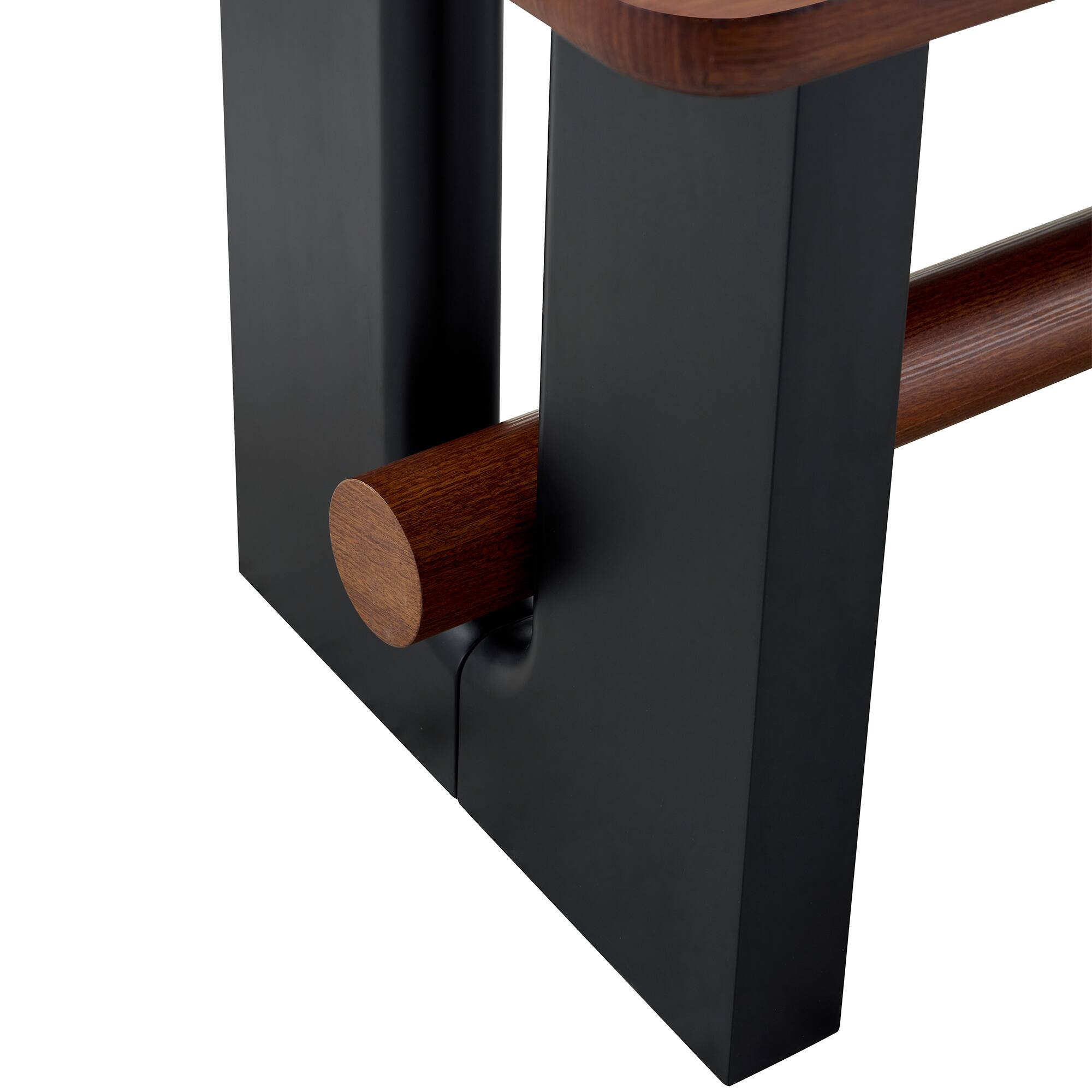 Alt View 10. Loheer - Loheer- 5.25x2.96x2.52 ft Walnut Black Dining Table Modern Two Tone Kitchen Table Sturdy MDF Furniture - Walnut+black.