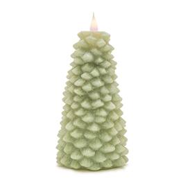 BreeBe - Glittered Pine Tree Candle 8"H - Green