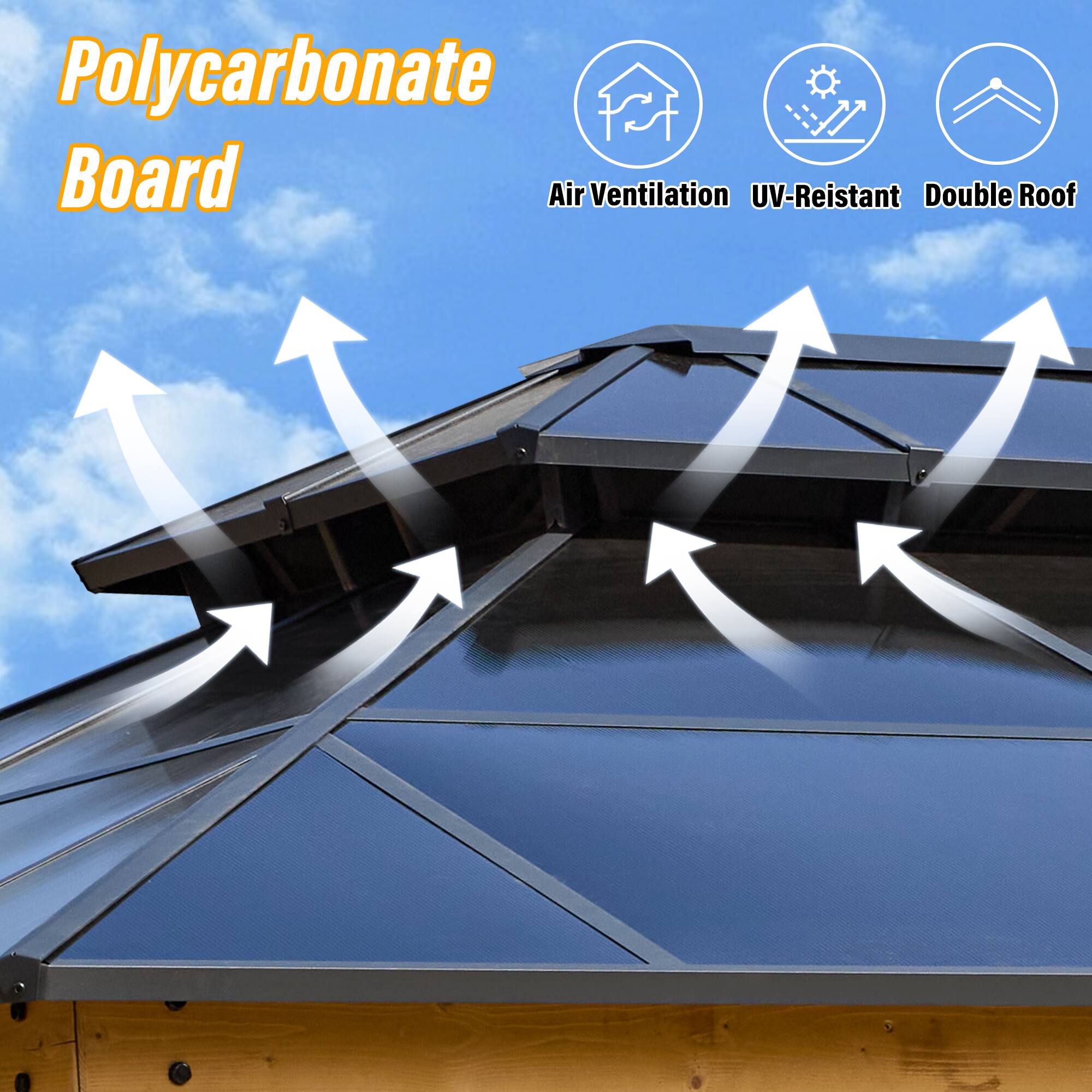 Polycarbonate Board, Air Ventilation, UV-Resistant, Double Roof