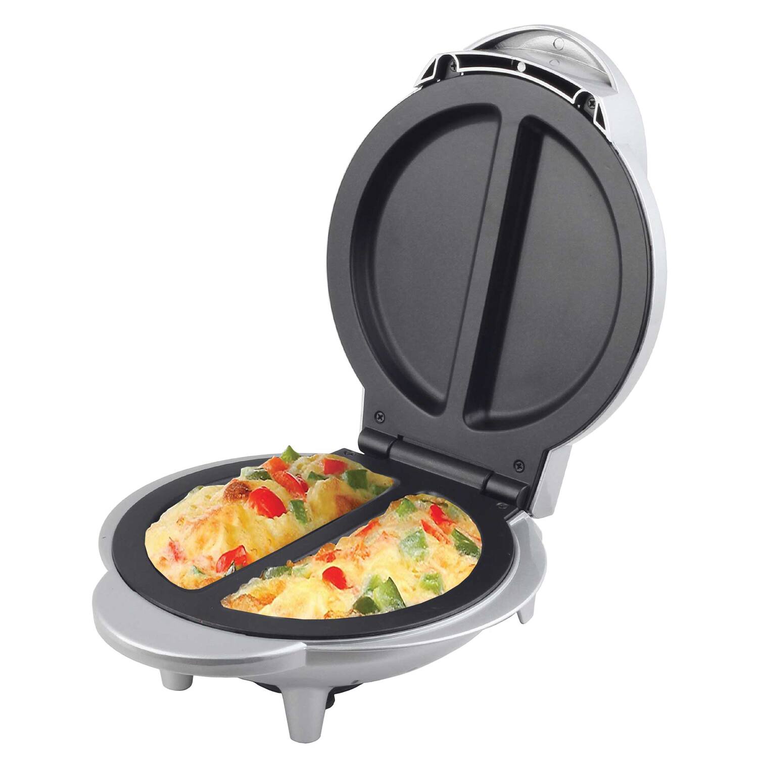 Angle. Brentwood - Brentwood Nonstick Electric Omelet Maker in Silver - Silver.