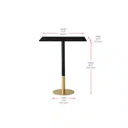 Elegant Decor - Ronan 31.5 Inch Pub Table In Black - Black And Gold