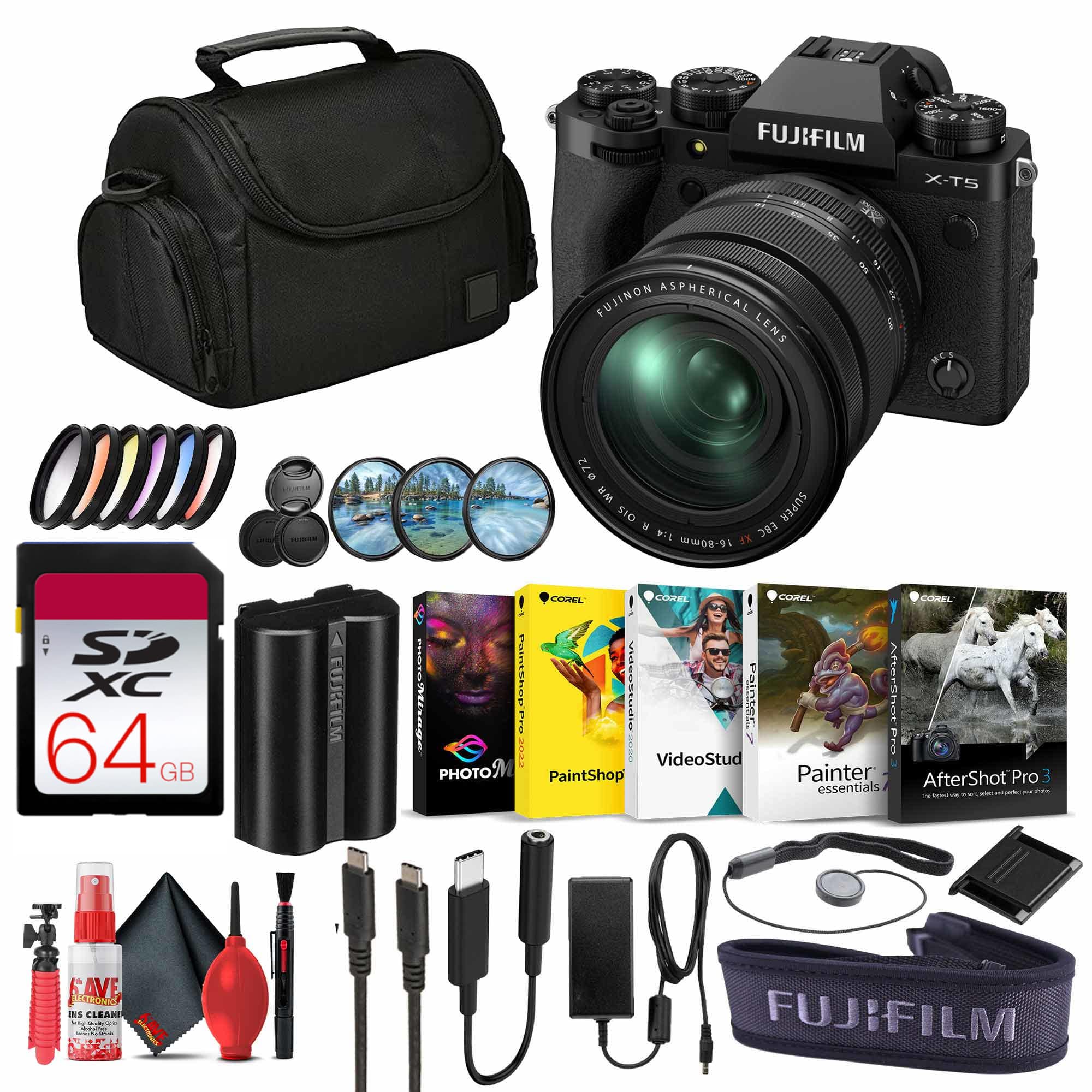 Fujifilm - X-T5 Mirrorless Digital Camera XF16-80mm Lens Bundle+Accessories- Black
