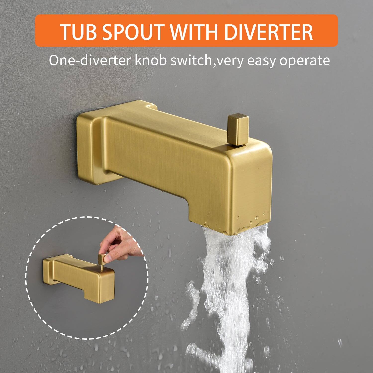 TUB SPOUT WITH DIVERTER

One-diverter knob switch, very easy operate