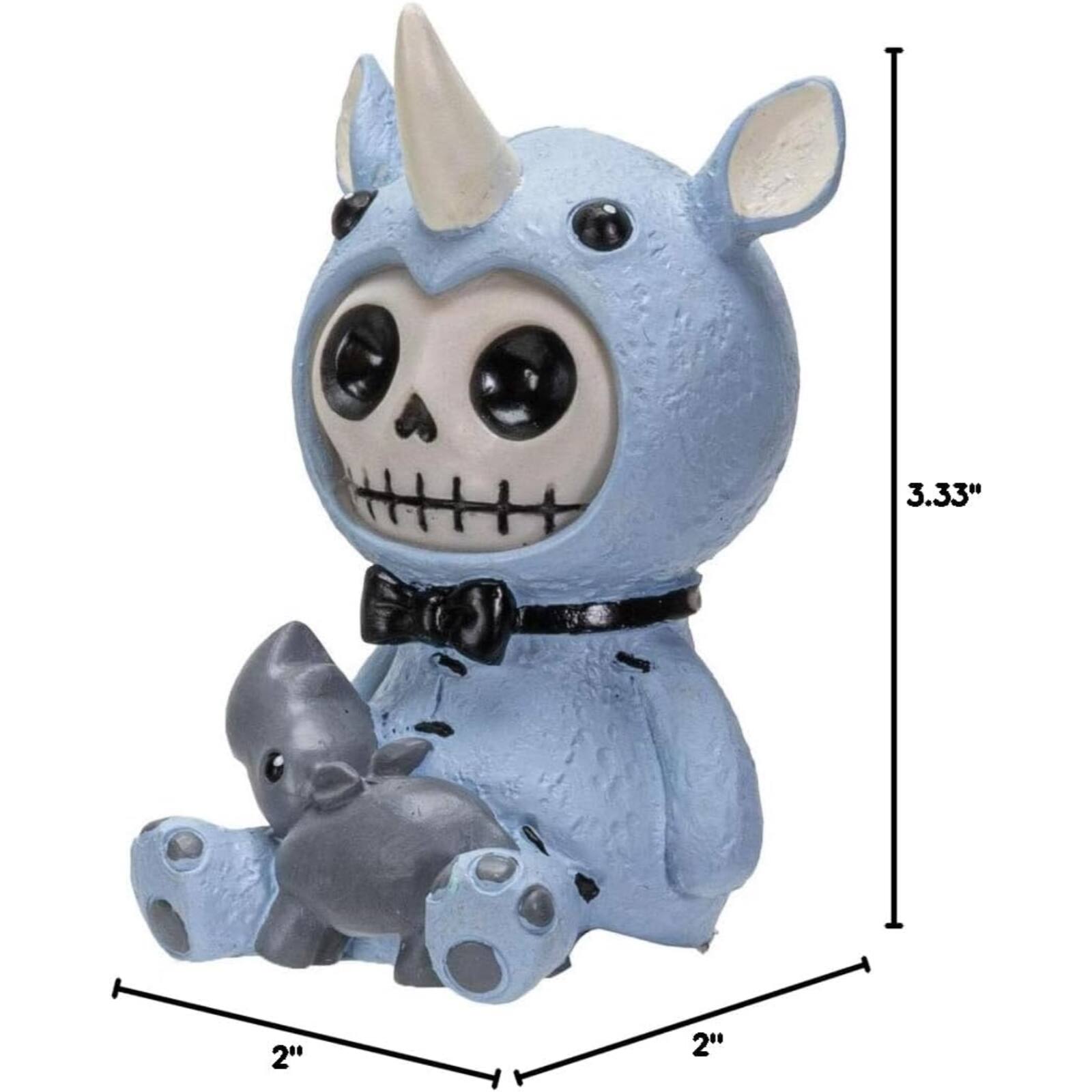 Alt View 2. Pacific Trading - Furrybones Buster Skeleton in Rhinoceros Costume Figurine 3 inch - Blue.