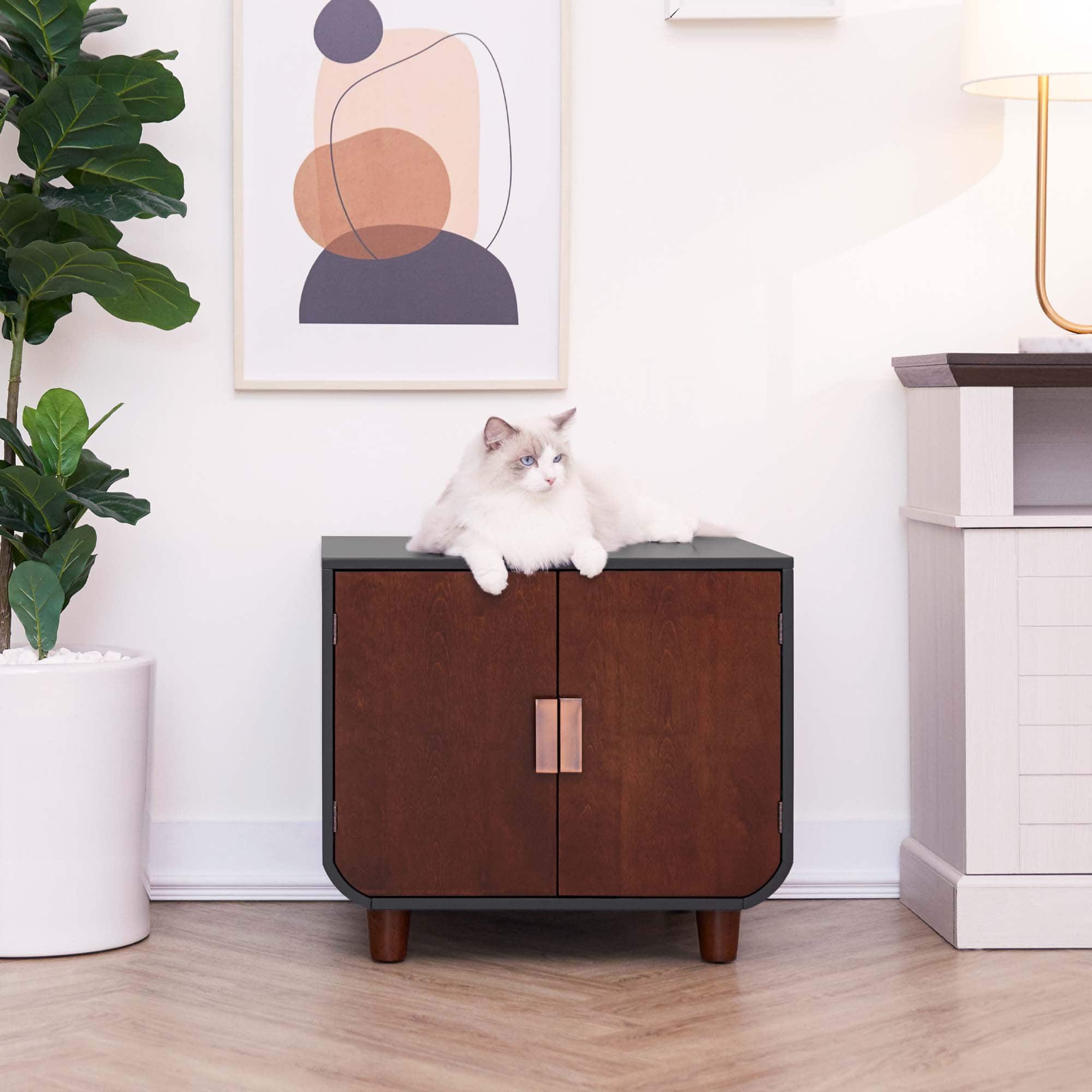 "Teamson - Pets 22.01"" Dyad Small Enclosed Cat Litter Box, Mocha Walnut - Brown" price history on PriceWatchPro