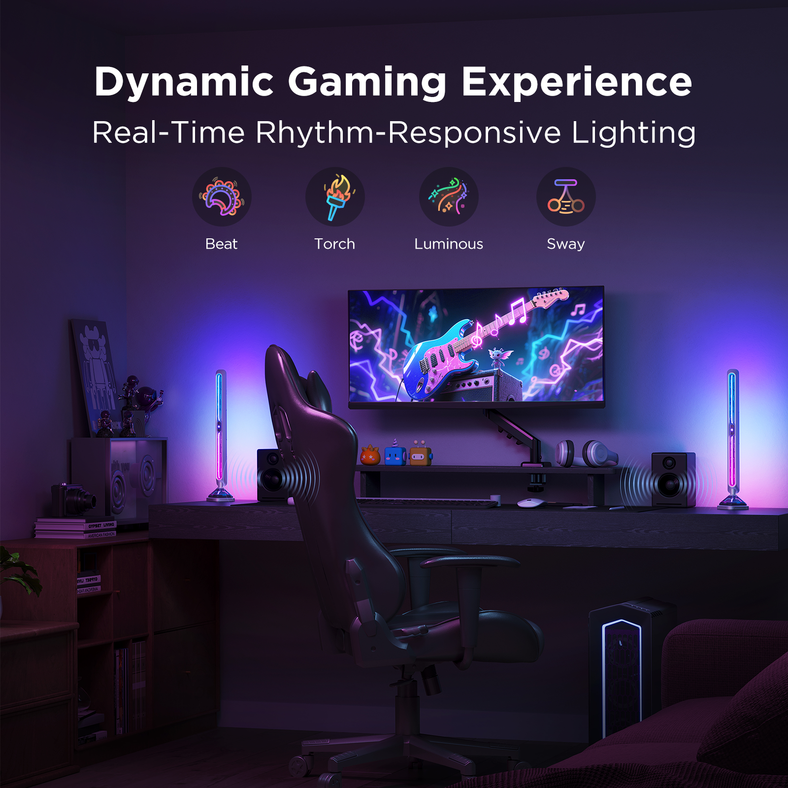 Dynamic Gaming Experience Real-Time Rhythm-Responsive Lighting

- Beat
- Torch
- Luminous
- Sway