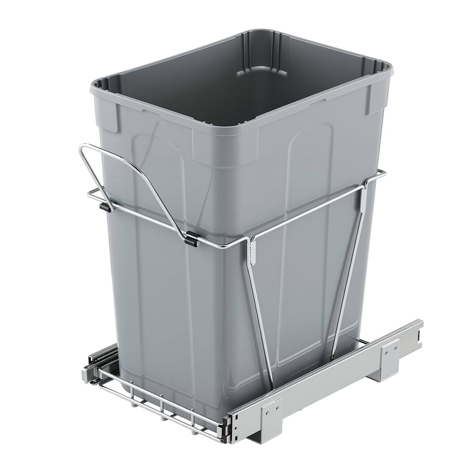 Alt View 5. VEVOR - Pullout Trash Can for Kitchen Cabinets, 35 QT Garbage Waste Recycling Bin, Under Mount Waste Container - Grey.