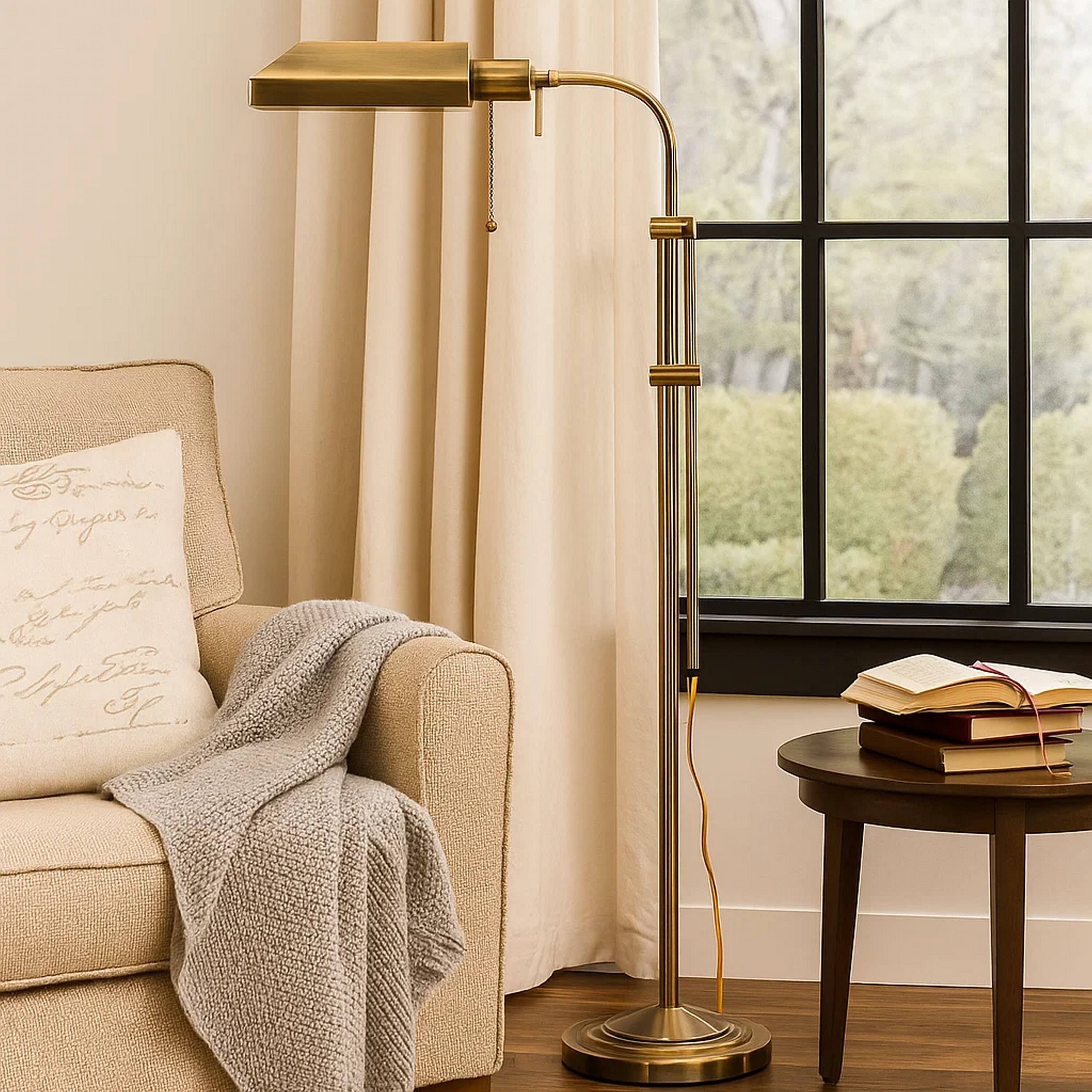 Alt View 2. Manhattan Lane - Metal Rectangular Floor Lamp with Adjustable Pole.