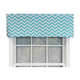 RLF Home - Zig-Zag Tailored 100% Cotton with Fully Lined 3" Rod Pocket Valnance for Windows 50" x 14" - Ocean Blue