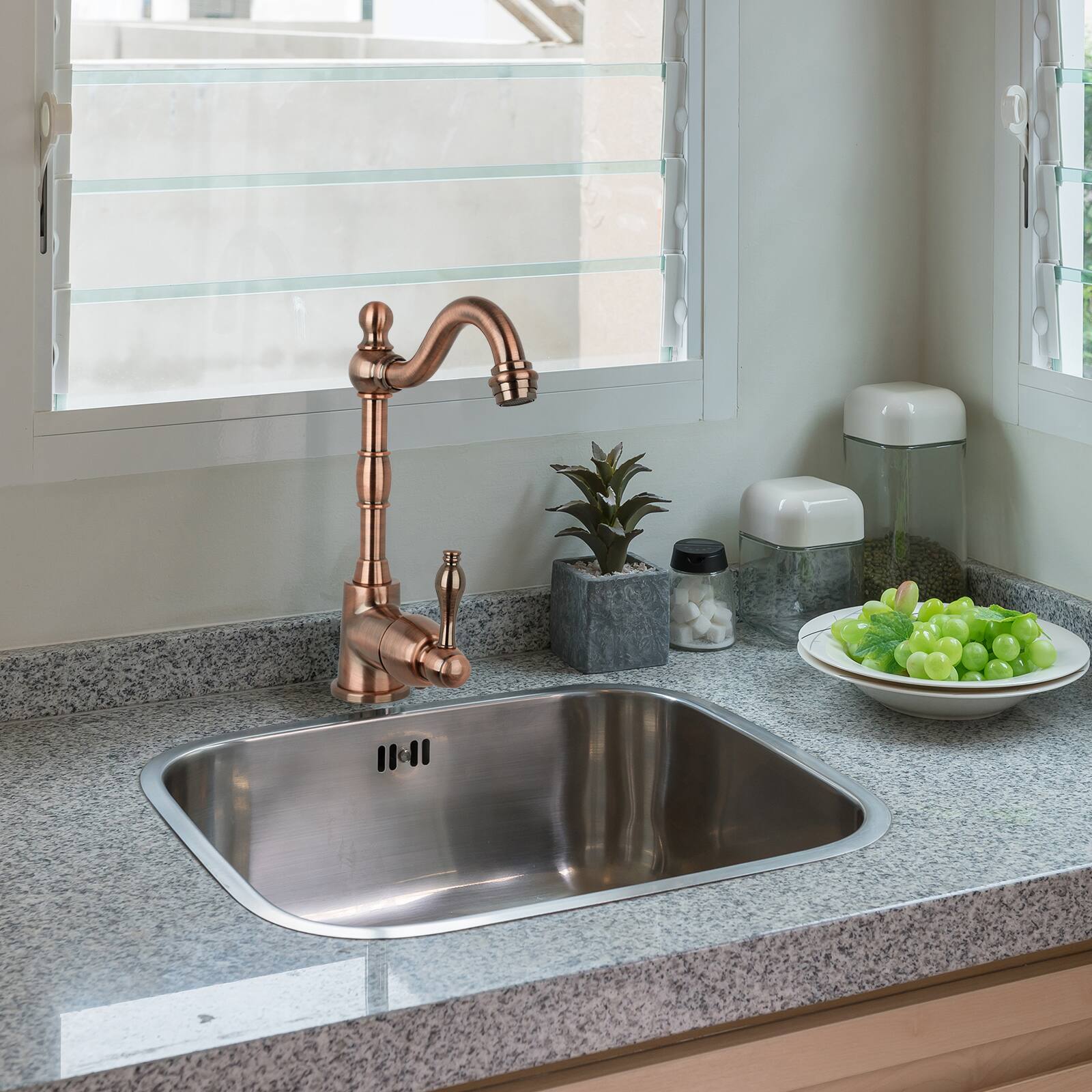 Alt View 4. Akicon - Akicon Solid Brass One-Handle Widespread Kitchen Bar Faucet in Antique Copper - Antique Copper.