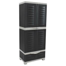 Sunnydaze - Lockable Storage Cabinet with 3 Adjustable Shelves - Charcoal