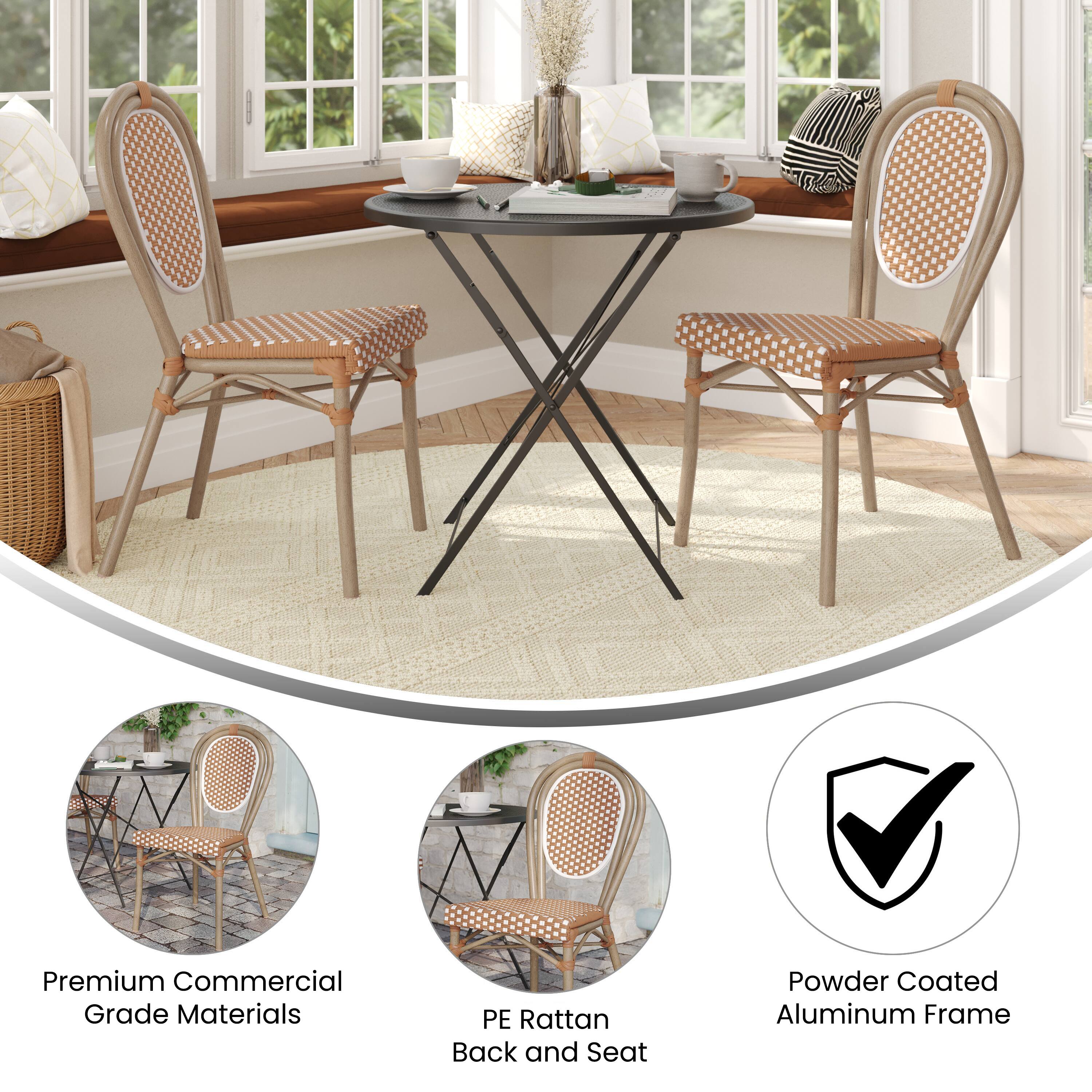 Premium Commercial Grade Materials  
PE Rattan Back and Seat  
Powder Coated Aluminum Frame