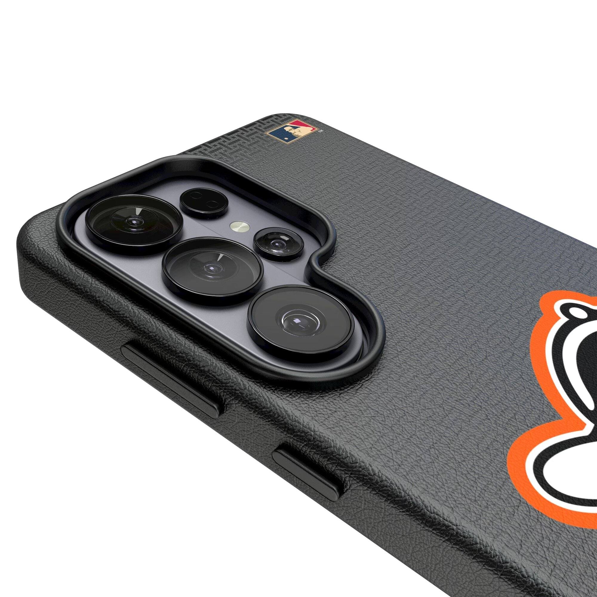 Alt View 2. Keyscaper - Baltimore Orioles Cooperstown Collection 1955 Galaxy Magnetic Bump Case - S25 Ultra - Black.
