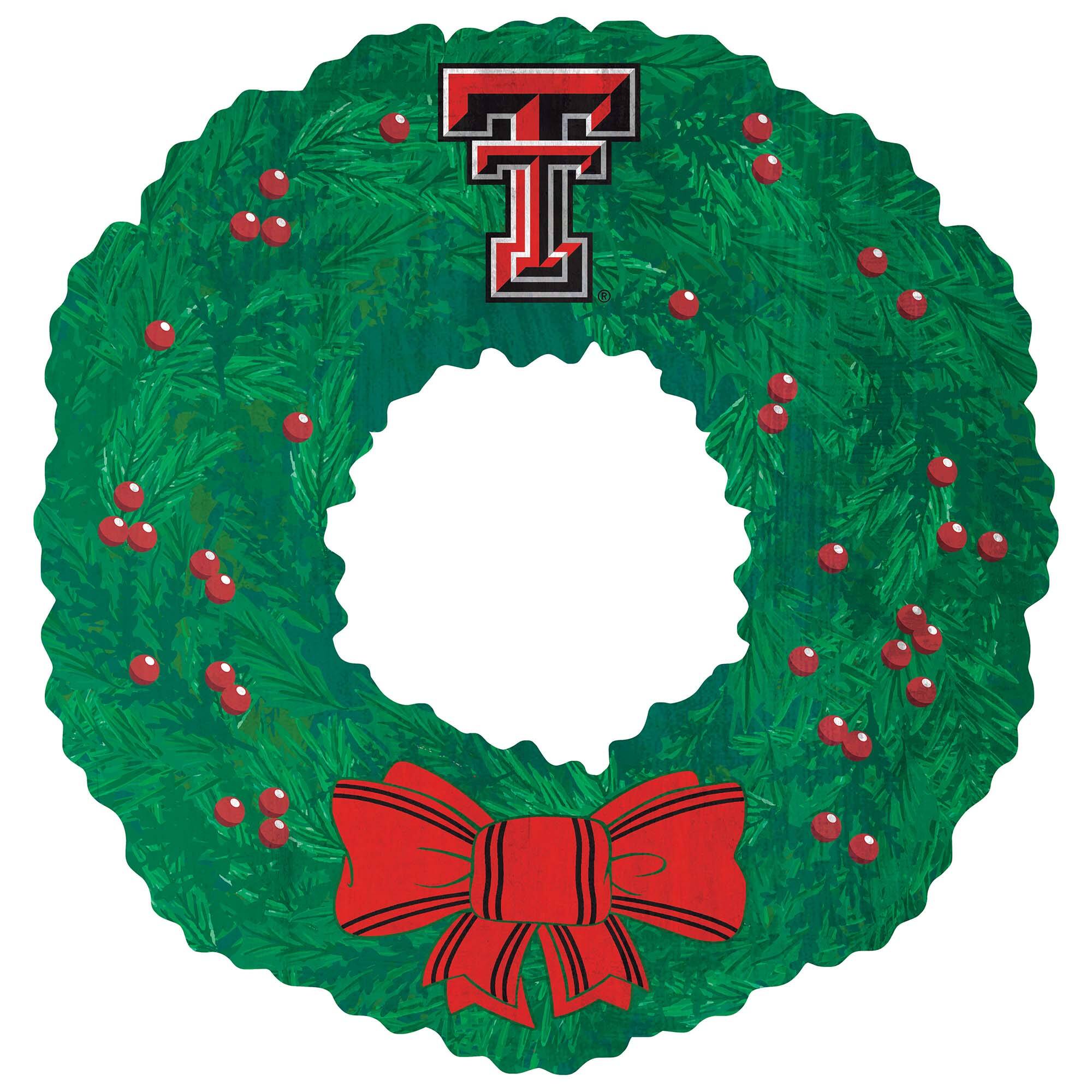 Front. Fan Creations - Texas Tech Red Raiders 16'' Team Wreath Sign - Green.
