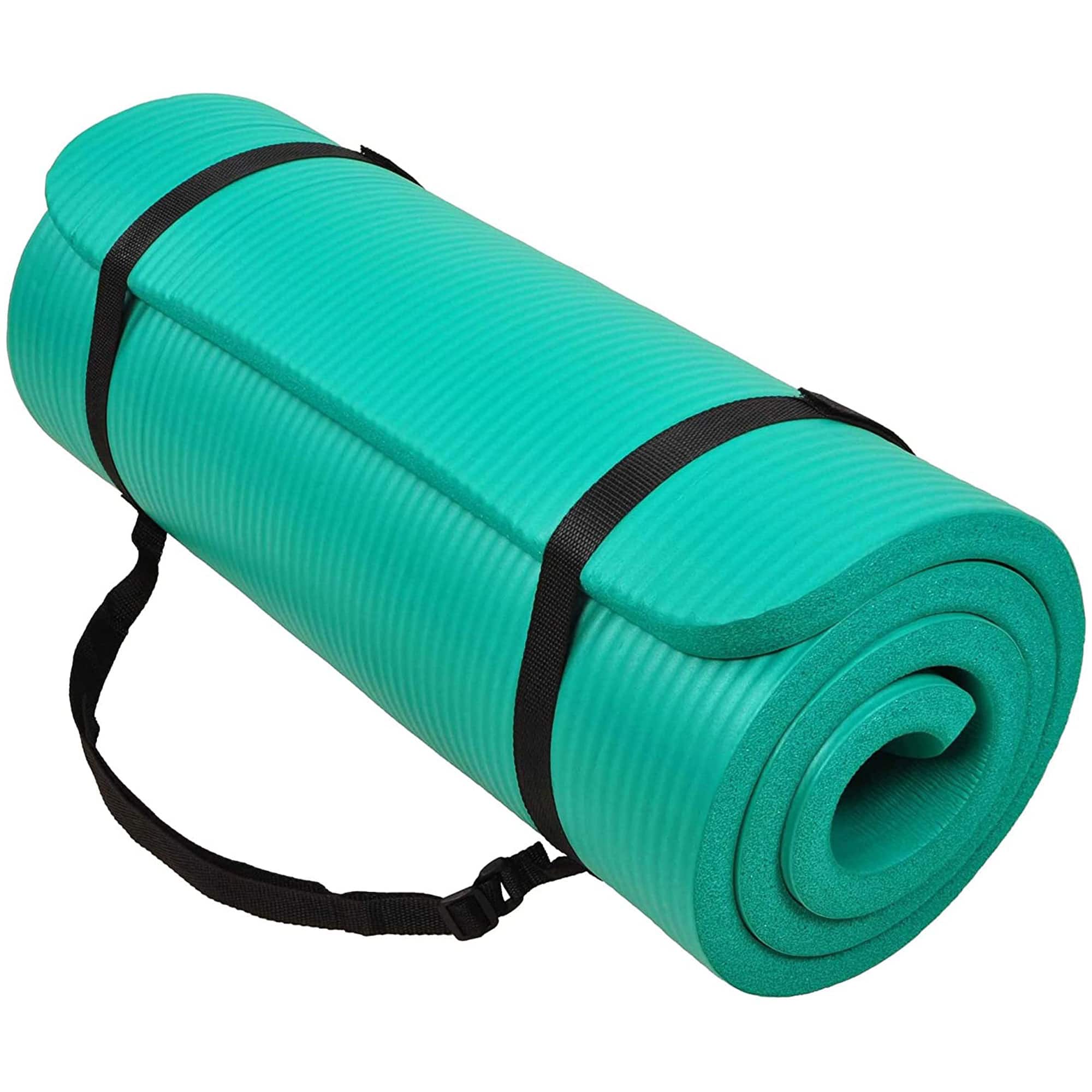 BalanceFrom Fitness - GoCloud 1" Extra Thick Exercise Mat w/Carrying Strap - Green