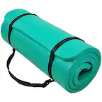 Front. BalanceFrom Fitness - BalanceFrom Fitness GoCloud 1" Extra Thick Exercise Mat w/Carrying Strap, Green - Green.