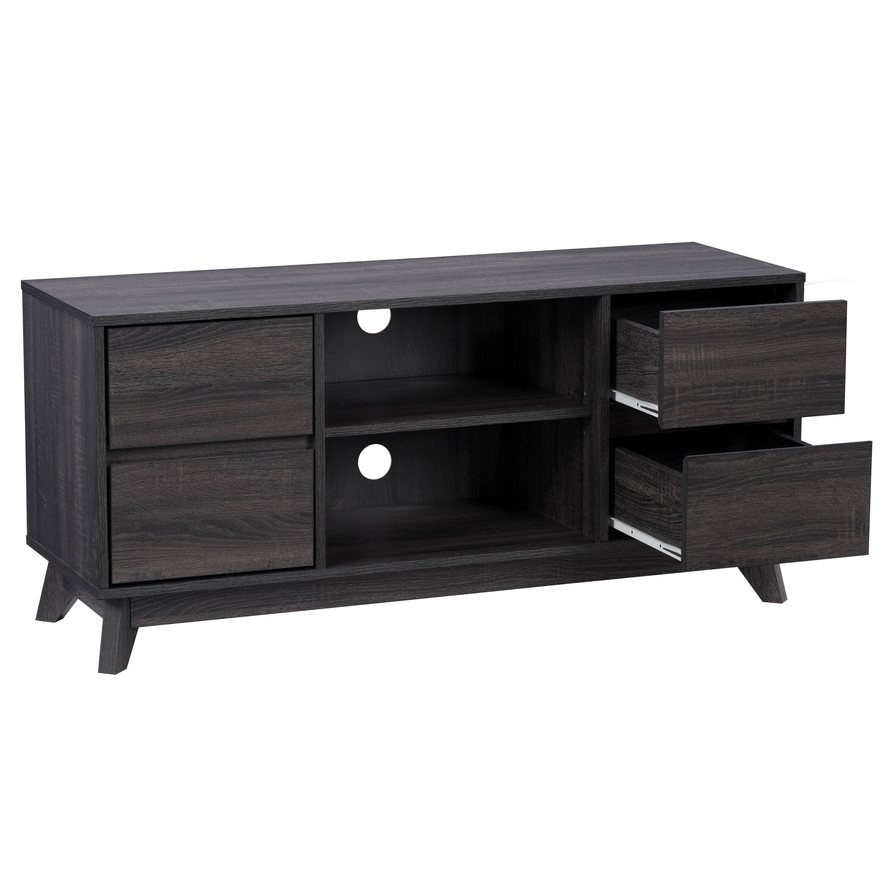Alt View 1. CorLiving - Hollywood Wood Grain TV Stand with Drawers for Most TVs up to 55" - Dark Grey.