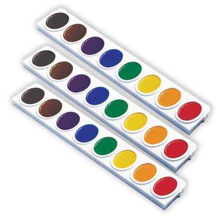 Front. Prang - Watercolors Oval Pan Refill Tray 8 Colors 3 Refills Per Pack 3 Packs.