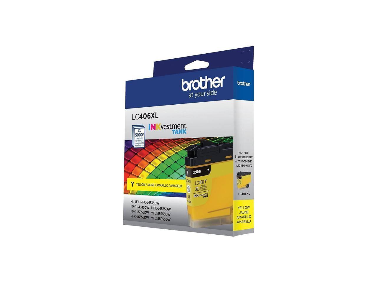 brother at your side  
LC406XL  
INKvestment TANK  
5000*  
YELLOW / JAUNE / AMARILLO / AMARELO  

HL-JF1 MFC-J4335DW  
MFC-J4345DW  
MFC-J4535DW  
MFC-J5855DW  
MFC-J5955DW  
MFC-J6555DW  
MFC-J6955DW  

HIGH YIELD  
A HAUT RENDEMENT  
ALTO RENDIMIENTO  
ALTO RENOIMENTO  

LC405XL YELLOW JAUNE AMARILLO AMARELO