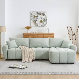 Boyel Living - Modular Sectional Sofa L Shape Pull-line Design Boucle Light Green 4 Seat - Light Green
