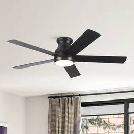 Sofucor - 52'' Ceiling Fans with Lights and Remote & Integrated LED Low Profile Flush Mount Ceiling Fan Quiet for Bedroom Patio - Black