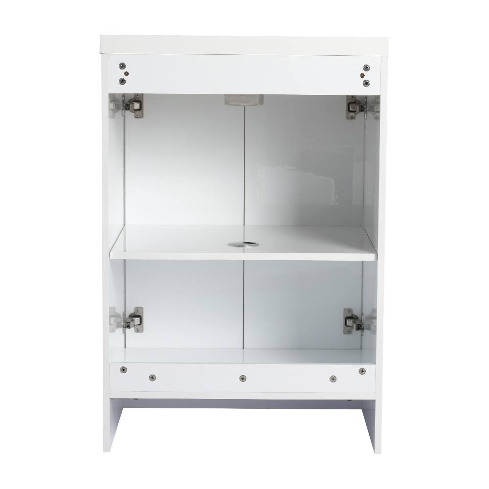 Alt View 4. Loheer - Loheer 24 inch freestanding bathroom vanity with resin sink, glossy white - Glossy White.